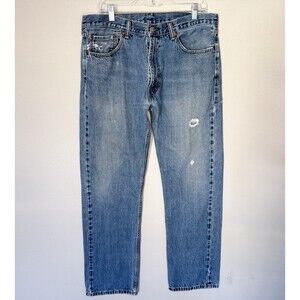 Vintage Late 90's Levi’s 505 Jeans Men’s 35x28 Distressed Straight Leg USA Denim